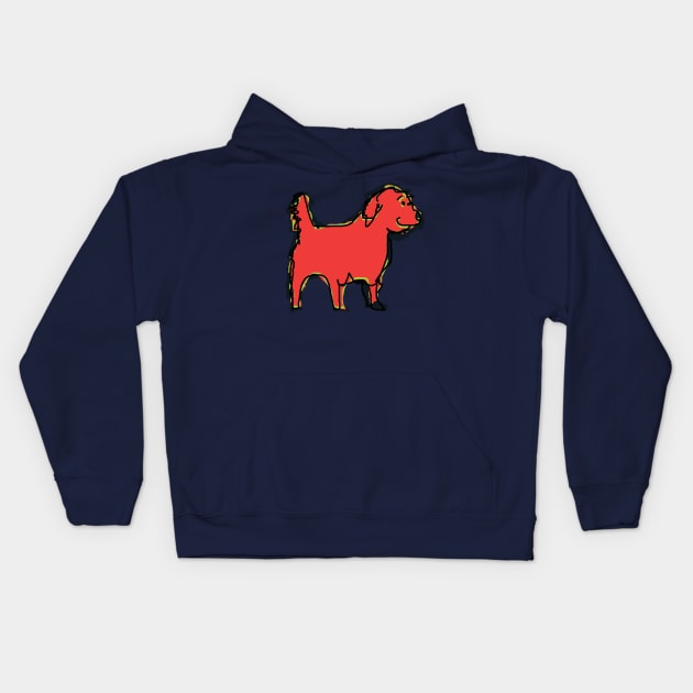 Red Dog Ruff Rough Kids Hoodie by ellenhenryart